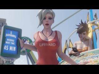 mercy lifeguard cowgirl average waiting time animation overwatch 3d